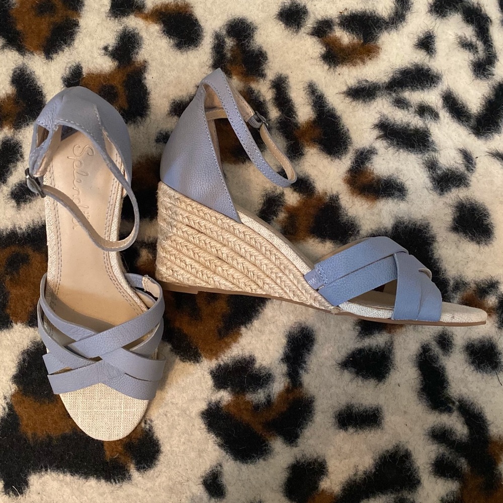 Splendid light blue leather wedge